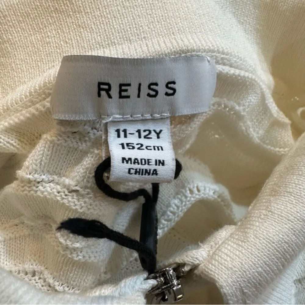 Reiss Cole Junior Quarter Zip Textured‎ T-Shirt In Optic White Size 11 - 12Y